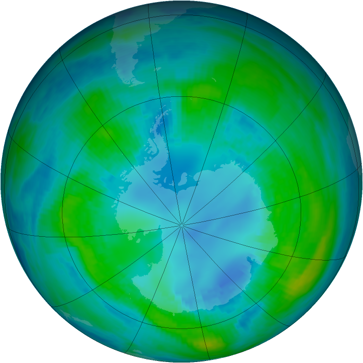 Antarctic ozone map for 21 April 1984